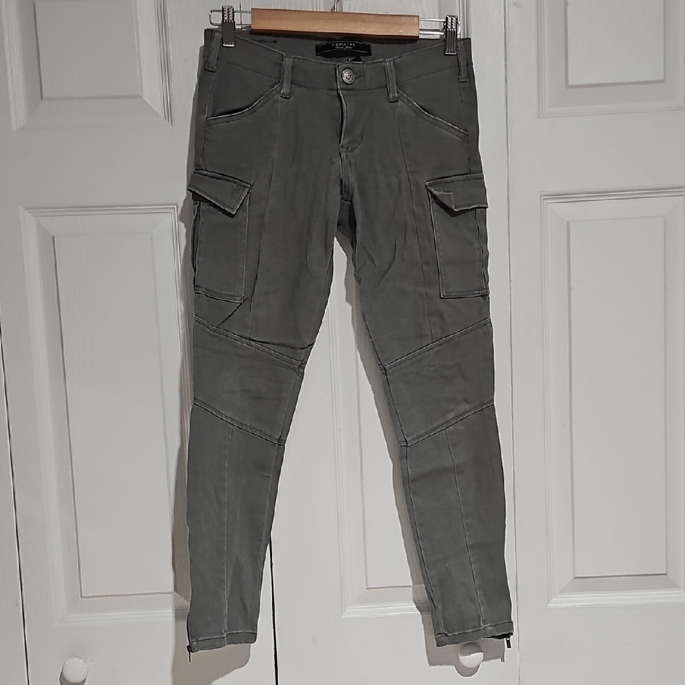 🪖 Domaine Brand Jeans Grayish Green Cargo Pants Utility Style Size 1
